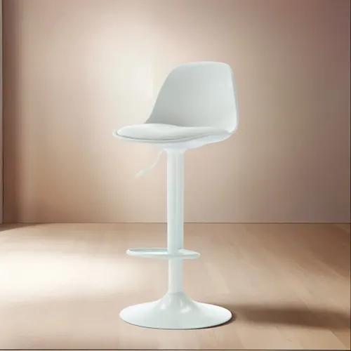 Taburete Orbit Barra Regulable Hidráulico Giratorio Ecocuero Laqueado Blanco