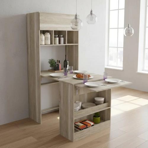 Mesa Plegable Para Cocina Y Escritorio Corsa 5011 Con Guardado, Para 2 O 4 Personas Suela