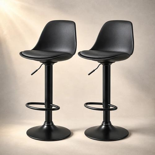Taburete Orbit Barra Regulable Hidráulico Giratorio Ecoc. X2 Laqueado Negro