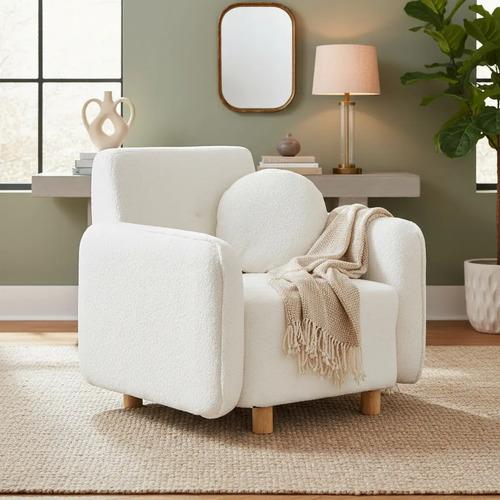 Sofá Teddy 1 Cpo Tapizado Bouclé Soft Con Almohadón Redondo Blanco Bouclé Soft