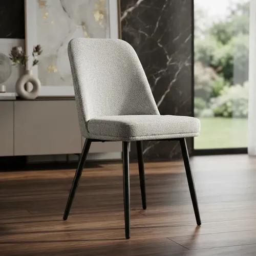Silla De Comedor Grace De Makom Tapiz Chenille Patas De Caño Chenille Beige Oscuro