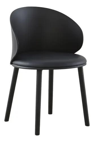 X2 Butacas De Comedor Chill Makom Ref. Asiento Cuero Vegano. Ecocuero Negro