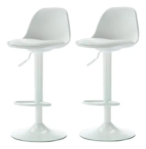 Taburete Orbit Barra Regulable Hidráulico Giratorio Ecoc. X2 Laqueado Blanco