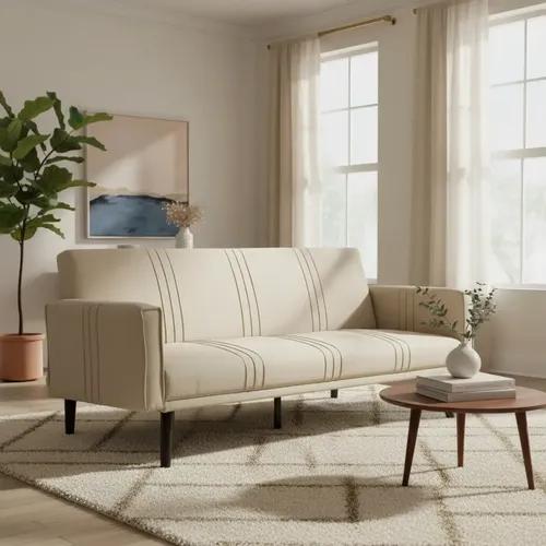 Sofá Cama Sicilia 200x90 Cm Chenille Antimanchas Patas Metal Beige Chenille