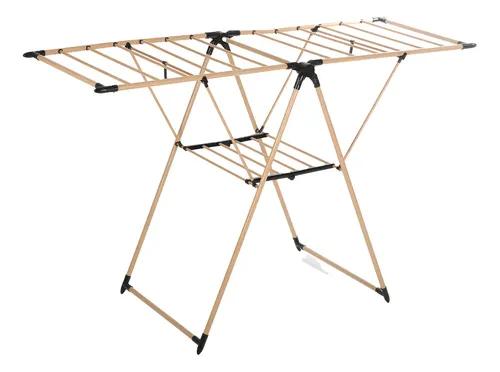 Tender Ropa Reforzado Plegable Grande Con Alas 160 Cm Y Base Color Madera