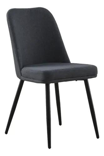 X2 Sillas Comedor Grace. Makom Tapiz Chenille Patas De Caño. Chenille Gris Oscuro