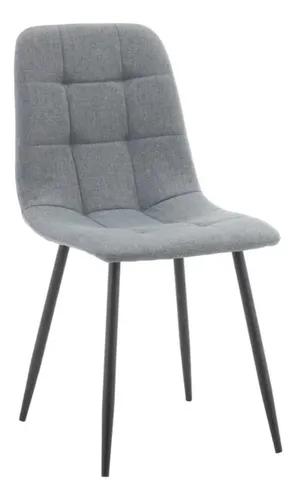 Set X2 Sillas Makom Bliss Retro/vintage Tapizadas Chenille Chenille Negro Gris
