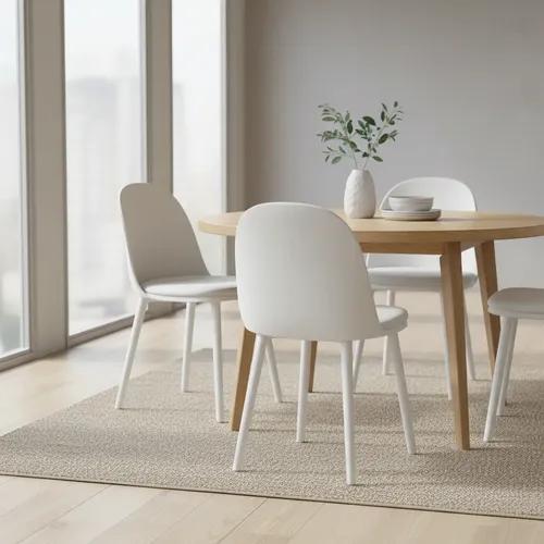 Set X4 Sillas De Outlet Vita Nórdica Eames Plástica Eco Cuero Blanco