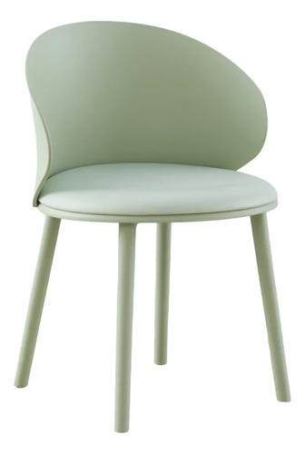 X2 Butacas De Comedor Chill Makom Ref. Asiento Cuero Vegano. Ecocuero Verde Claro