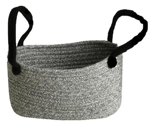 Canasto Organizador 35 X 17 X 17 De Soga Algodón Living Deco Gris