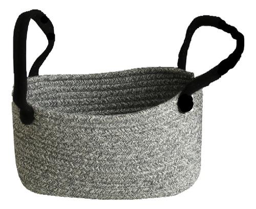 Canasto Organizador 29 X 11 X 15 De Soga Algodón Living Deco Gris