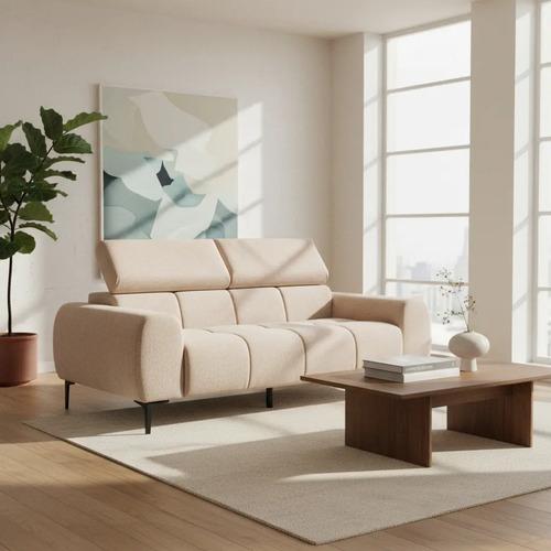 Sofá Elite 3 Cpos Lino Antimanchas Estructura Madera Saligna Beige Lino Antimanchas