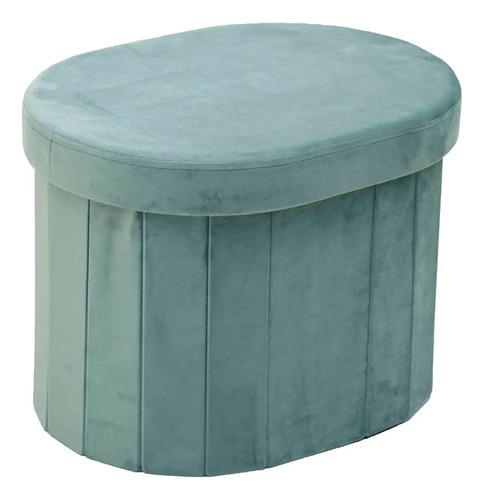 Puff Ovalado Estructura Reforzada De Madera, Metal Plegable Verde Claro