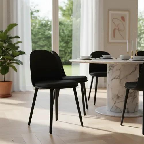 Set X4 Sillas De Outlet Vita Nórdica Eames Plástica Eco Cuero Negro