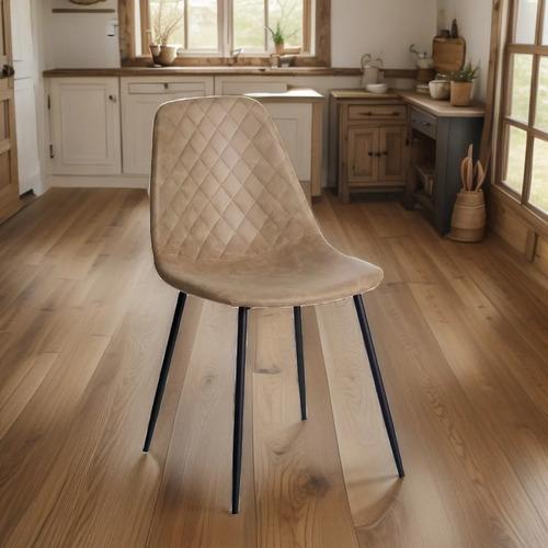 Set X2 Silla Joy Estructura Tapizada Ecocuero Comedor Cocina Vintage Negro Beige