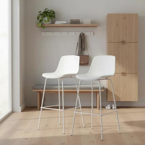 Combo X2 Banquetas Alpha Retro Taburete Barra Desayun. Makom Esmaltado Blanco