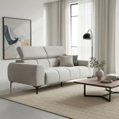 Sofá Elite 3 Cpos Lino Antimanchas Estructura Madera Saligna Gris Lino Antimanchas