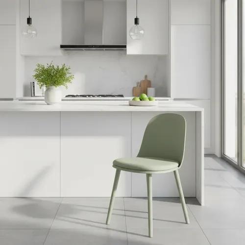 Set X4 Sillas De Outlet Vita Nórdica Eames Plástica Eco Cuero Verde Musgo