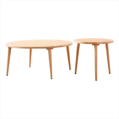Set De Mesas Bajas Ratonas Holy De Madera De Haya Laqueadas. Marrón Claro